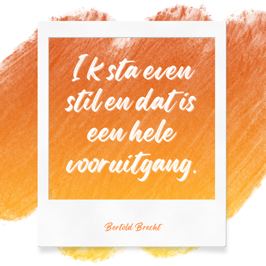 Ik sta even stil en dat is een hele vooruitgang